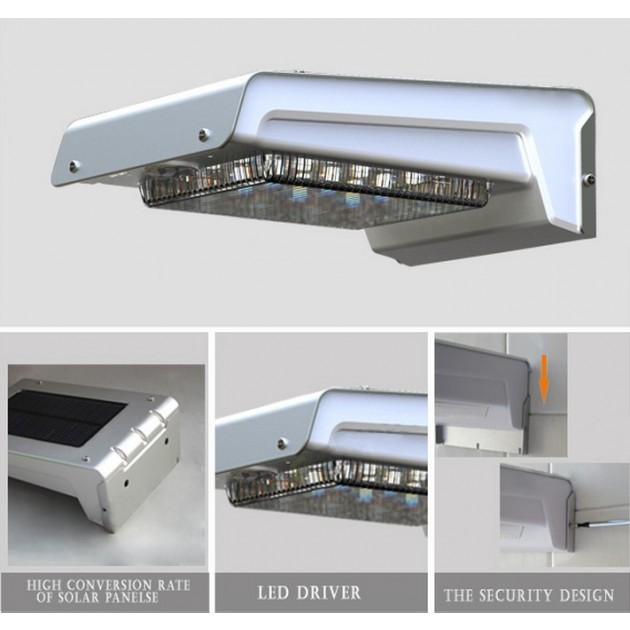 Sensore Di Movimento Per Luci Esterne.Lampada Led Solare Intelligente A Muro Da Esterno Con Sensore Di Movimento