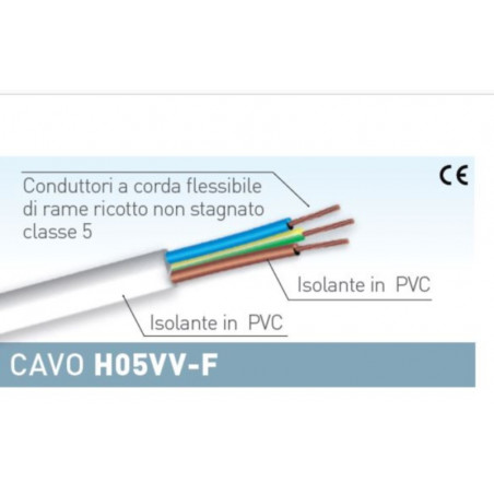 Electraline cable eléctrico 10 metros 3G 2,5 mmq color blanco Electraline 11841