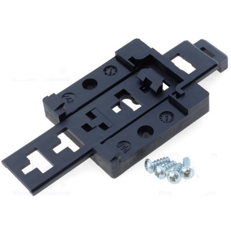 Universal support for DIN rail hooking in plastic adjustable max 80mm