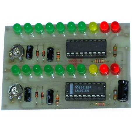 KIT Sound level indicator VU Meter Stereo 10 + 10 LED LM3915 12V DC
