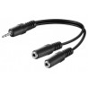 Stereo audio splitter adapter cable Jack 3.5 1 Male 2 Female 20 cm