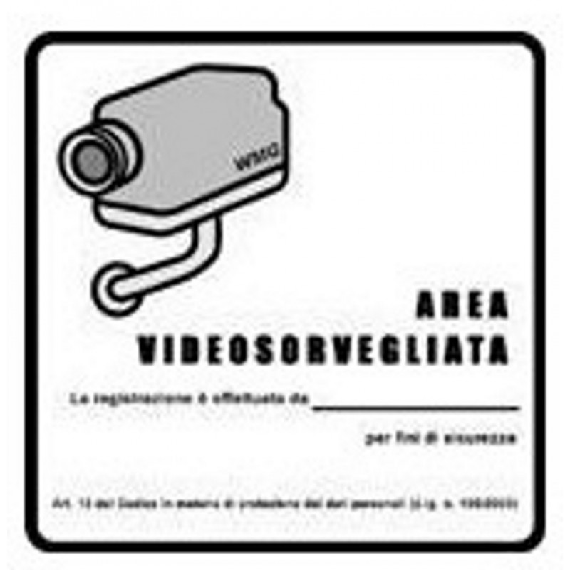 Adesivo area videosorvegliata in PVC obbligatorio per impianti CCTV
