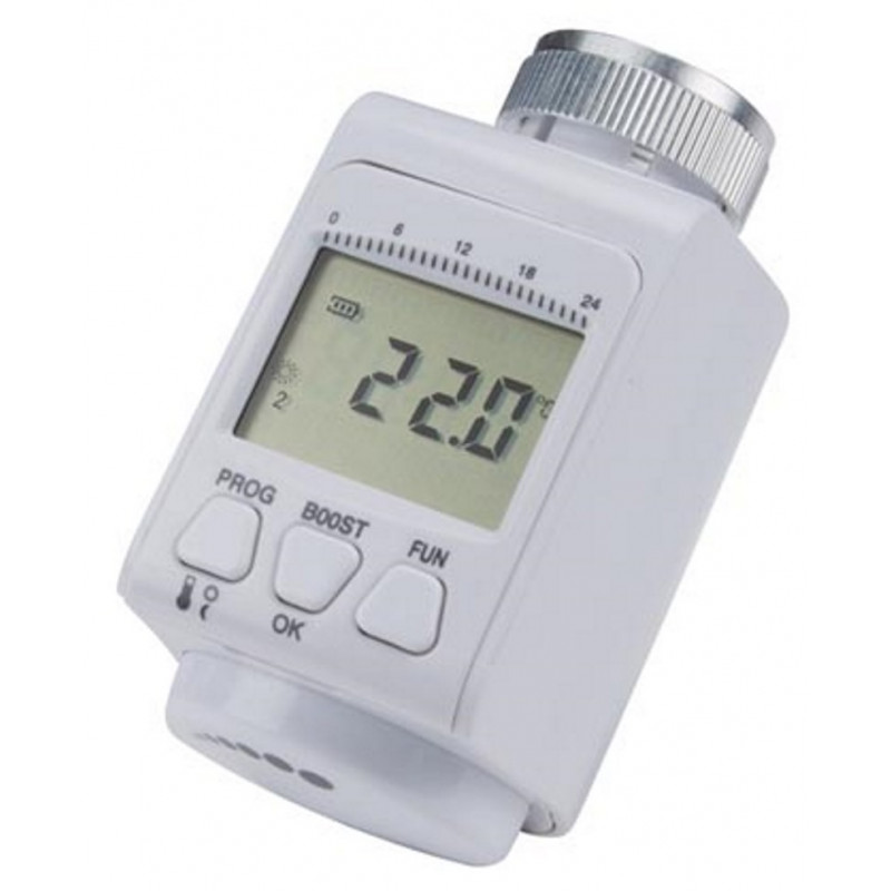 Digital display chrono thermostat thermostatic head for battery-powered radiators