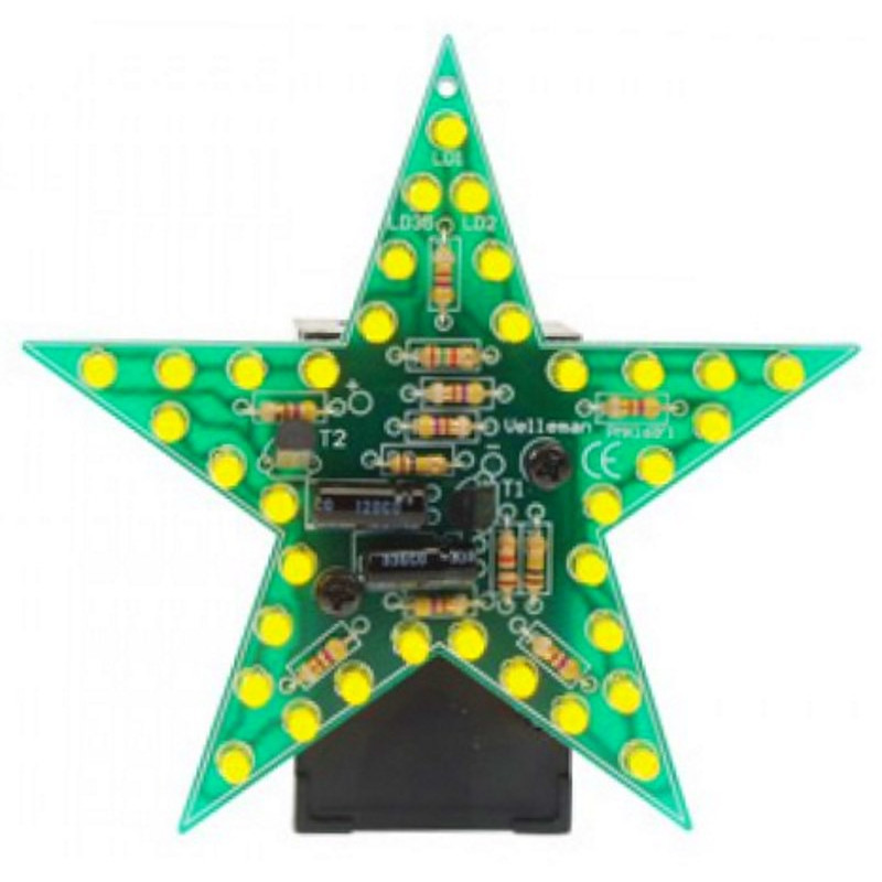 KIT Blinkender Stern mit 35 gelben LEDs mit 9 12V DC Batterie