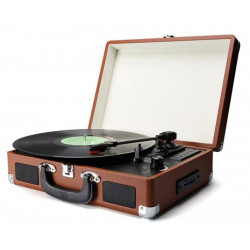 Vintage suitcase portable record player with USB + SD card recorder player