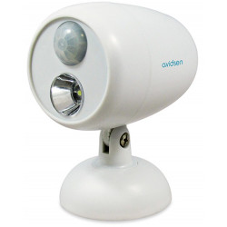 Battery-powered LED spotlight with motion detector, twilight and timer