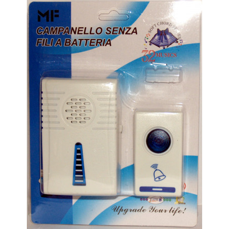 Wireless battery-powered doorbell with ringtone 32 selectable plug-in melodies