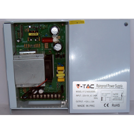 Alimentatore switching luci LED esterno IP45 230V 12V 33A 400W case metallico