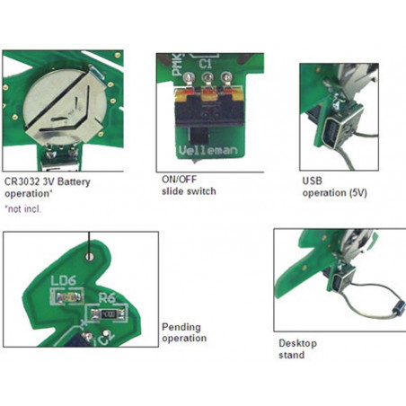 SMD CHRISTMAS Tree KIT 7 LED lumineuses avec alimentation Mini USB ou pile CR2032