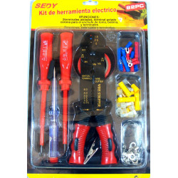 Electric hardware set crimping lugs, cable lugs, screwdrivers