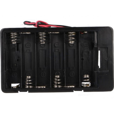 6 AA R6 batteries container with door and output on 150mm conductors