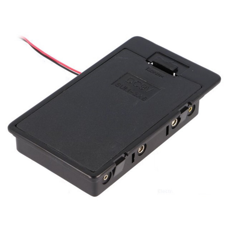 6 AA R6 batteries container with door and output on 150mm conductors