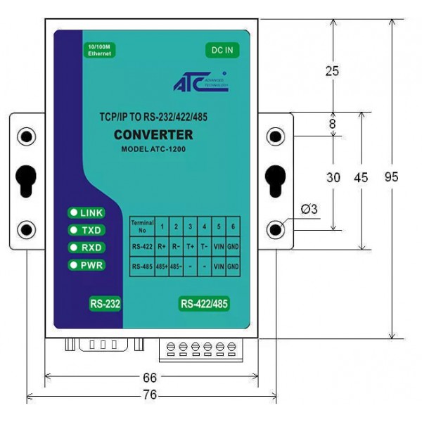 Convertitore LAN Seriale RS232 RS485 RS422 emulatore COM TCP