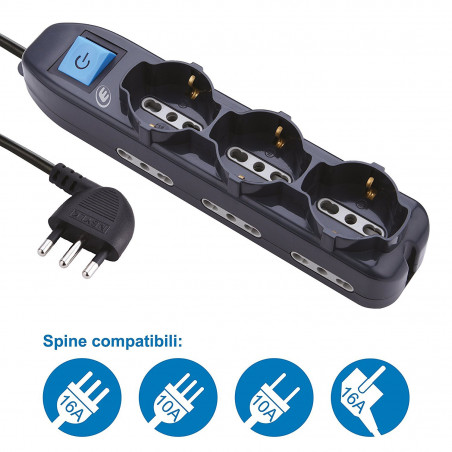 Multipurpose power strip with main switch electraline 62019