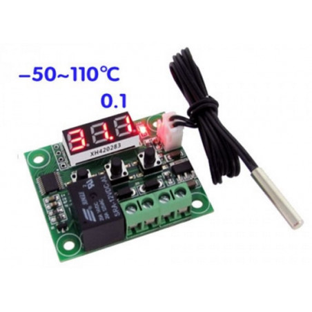 MINI THERMOSTAT FROM -50 ° C TO + 110 ° C WITH TEMPERARTURE SET PROBE AND RELAY