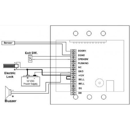 Cerradura electrónica RFID + código 10000 usuarios relé abrepuertas wiegand 12V DC