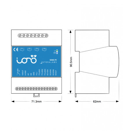 IONO PI Server basado en Raspberry PI 4 relés 2 en analógicos 7 E / S digitales