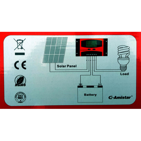 Regolatore di carica solare batteria 12/24V 10A PWM display soglie regolabili