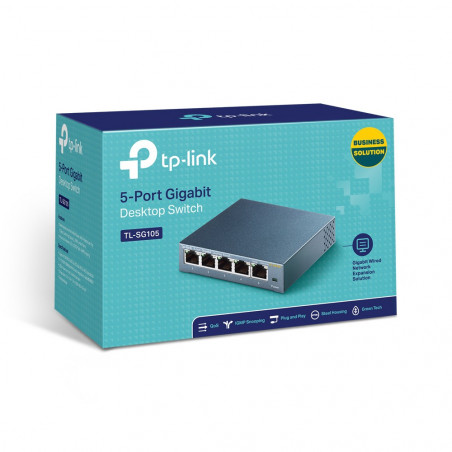 Conmutador TP-LINK 5 puertos 10/100 / 1000Mbps caja de acero de bajo consumo