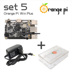 Orange PI Win Plus Set + Fuente de alimentación + Carcasa 2GB RAM A64 Quad-core Embedded PC