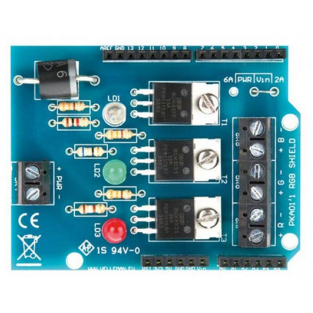 Shield RGB PWM Arduino LED control MAX 50V 6A idéal pour bandes, spots, lumières