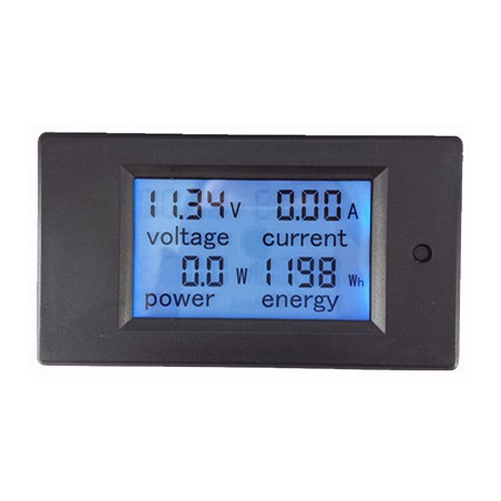 Medidor de energía Multímetro Amperímetro Voltímetro Potencia LCD DC 6.5-100V 100A