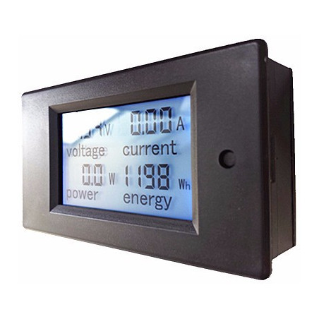 Medidor de energía Multímetro Amperímetro Voltímetro Potencia LCD DC 6.5-100V 100A