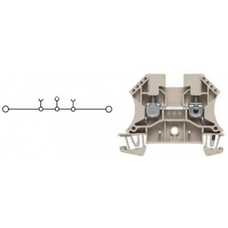 Abrazadera de cable 32A 4mm2 800V a módulo de guía de carril DIN 2 terminales beige terminal de tornillo