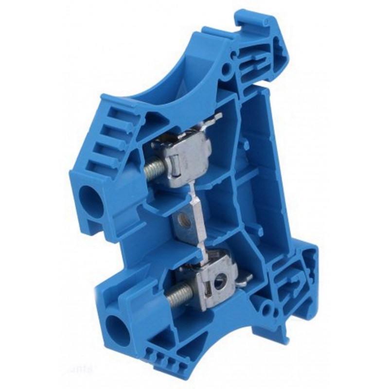 41A 6mm2 800V cable clamp to DIN rail guide module 2 blue terminals screw terminal