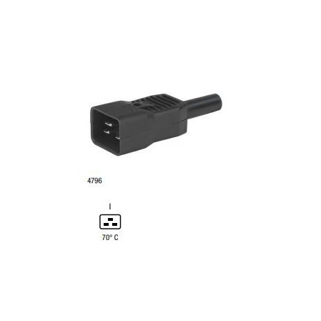 AC power connector male plug 16A 250VAC 10mm IEC C20 screw terminal