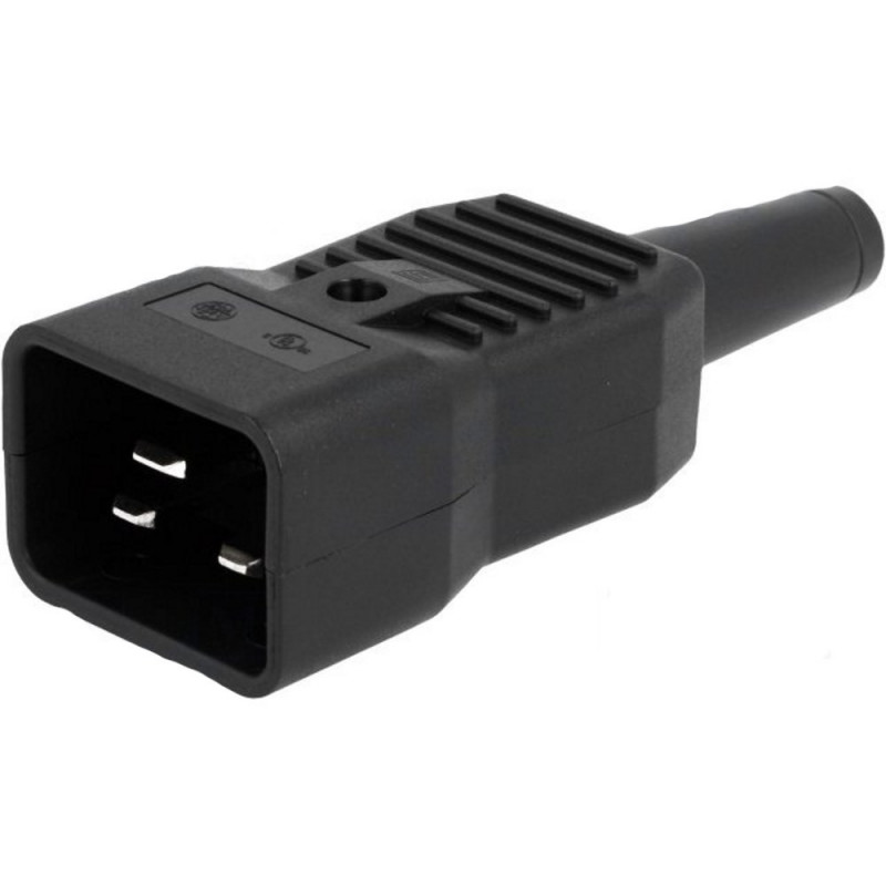 AC power connector male plug 16A 250VAC 10mm IEC C20 screw terminal