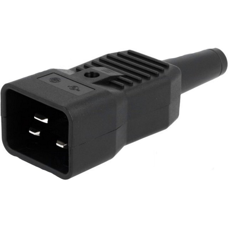 Conector de alimentación de CA enchufe macho 16A 250VAC 10mm IEC C20 terminal de tornillo