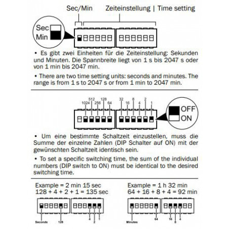 Programmable timer 1 - 2047 minutes - seconds start stop 12V DC relay output