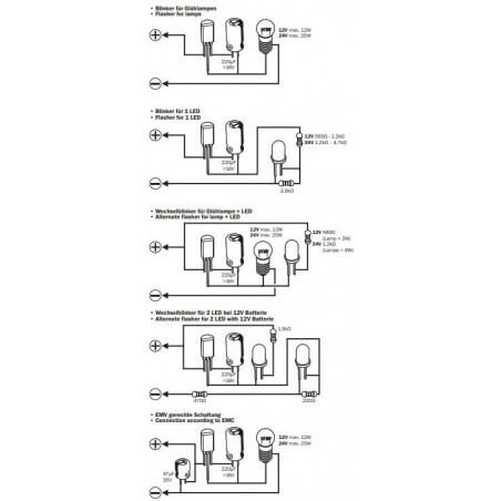 Multifunktionale blinkende Taschenlampe FLASH abwechselnd miniaturisierte LED und LICHTER 1A 7 - 24V