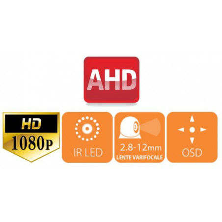 Cámara día noche AHD 2 megapíxeles 1080p varifocal 2,8-12 mm 42 LED OPTI 6 V