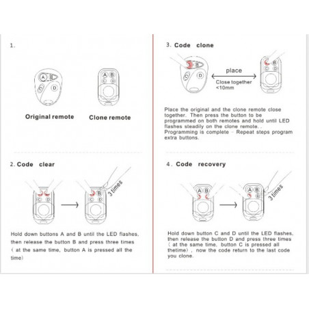 El control remoto universal RC Copy Red copia los controles remotos de código fijo 433MHz