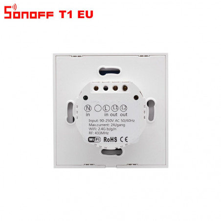 Interruptor táctil 2 WiFi + CH Autoaprendizaje Sonoff T1 pared Sonoff