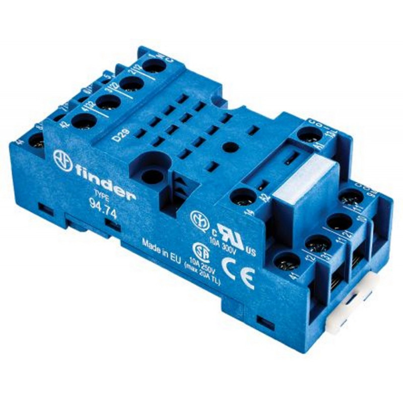 Finder 94 Series DIN rail socket for use with 55.34 series relays