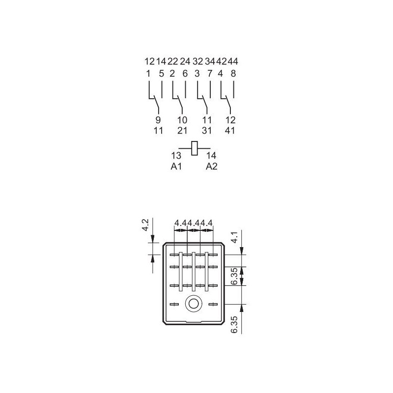 PABVRPYT Relais Électromagnétique RT334024 DC - 6 Pieds NO 16A250V - Pour Circuits De Commutation