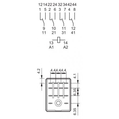 Elektromagnetisches Relais 4PDT 24VDC Spulenkontakt 250V AC DC 7A Finder 55 Serie