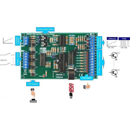 KIT PC-Schnittstelle USB I / O 5 Eingang 8 Ausgang Analog 2 in 2 aus K8055N