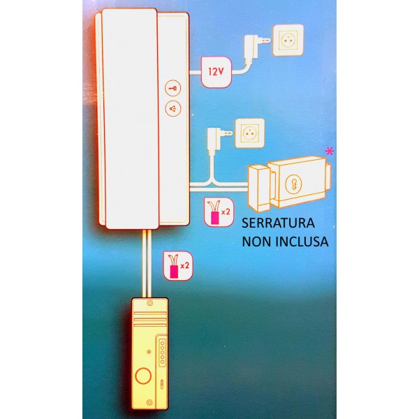 Citofono A Due Fili Schema.Kit Citofono A 2 Fili Con Unita Esterna Cornetta Interna E Alimentatore Avidsen