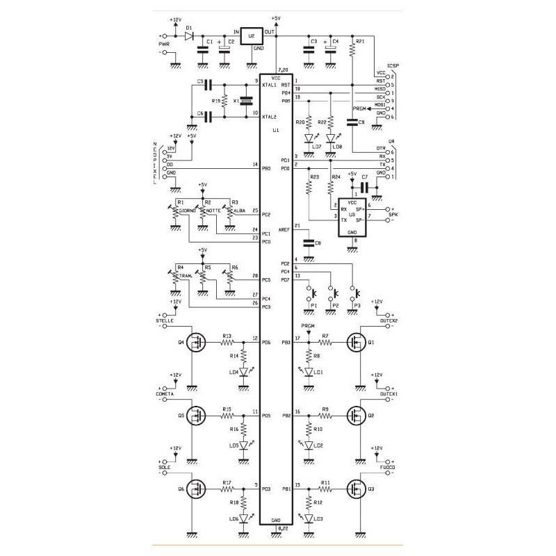 Centralina Luci Per Presepe FT1230K – Programmabile Con Arduino, Nuovo Modello 09/25, 6 Uscite LED 12V