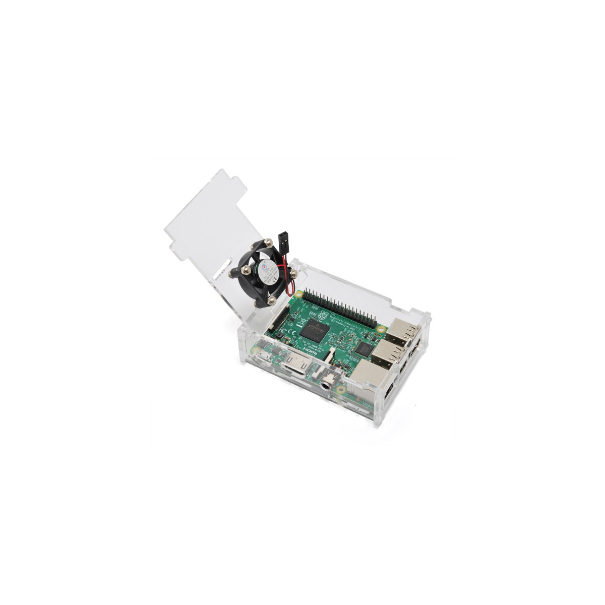 TRANSPARENT CASE CONTAINER WITH FAN FOR RASPBERRY PI 3