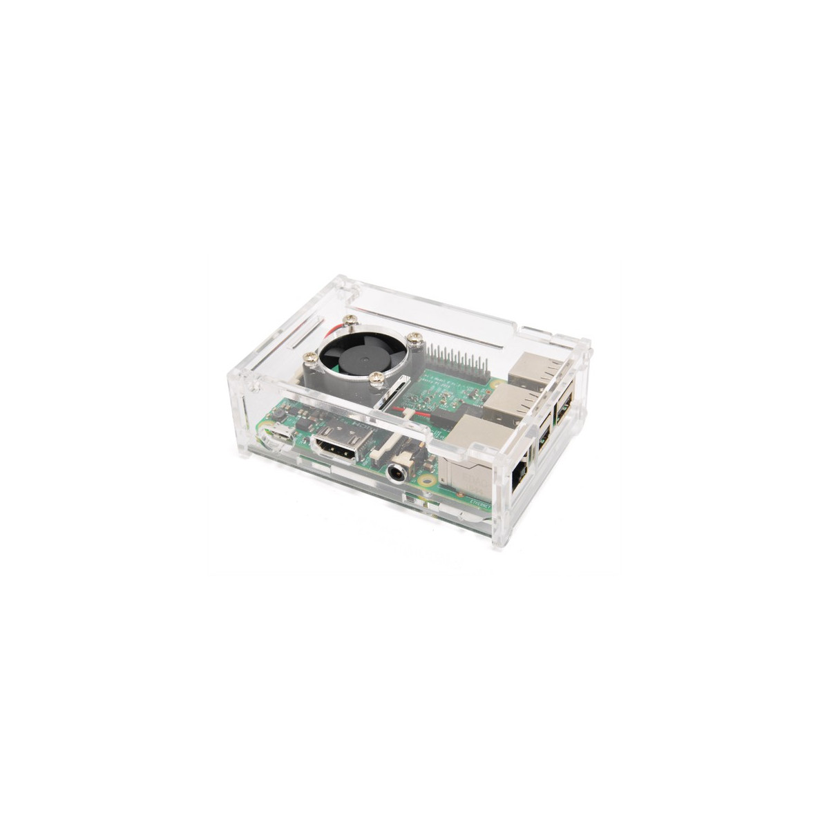 TRANSPARENT CASE CONTAINER WITH FAN FOR RASPBERRY PI 3
