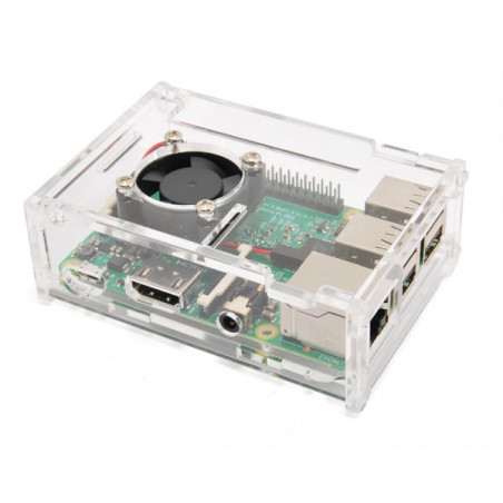 TRANSPARENTER FALLBEHÄLTER MIT LÜFTER FÜR RASPBERRY PI 3 und 2