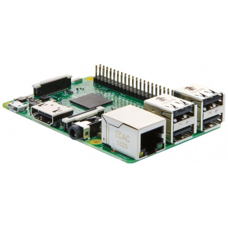 Raspberry PI 3 mod B: cuatro núcleos de 1 GB de RAM, USB, micro SD, HDMI, WiFi, BT, LAN