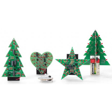 5-PIECE CHRISTMAS MINIKIT SET CHRISTMAS TREES, CANDLE and LED HEART