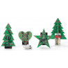 5-PIECE CHRISTMAS MINIKIT SET CHRISTMAS TREES, CANDLE and LED HEART