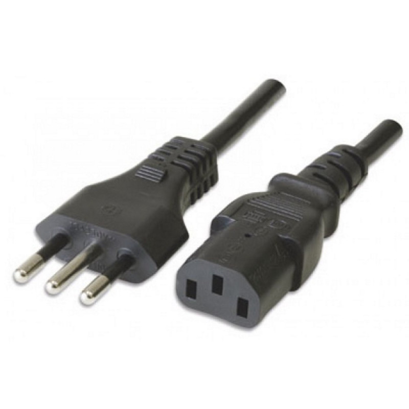 Cable de alimentación IEC C13 F a enchufe italiano 10A 3 polos 1.8m Negro